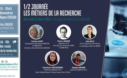 Table Ronde ENSEGID "les métiers de la recherche" mercredi 12 mars 2025