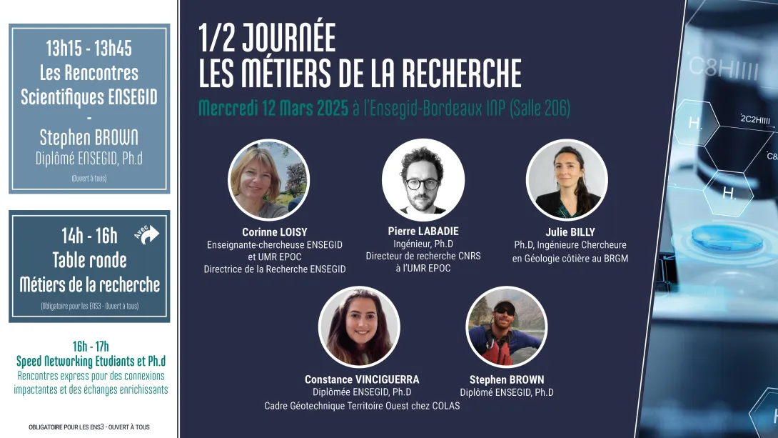 Table Ronde ENSEGID "les métiers de la recherche" mercredi 12 mars 2025