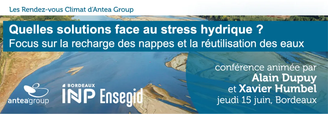 Bannière 5ème conférence « Les Rendez-vous Climat d’Antea Group » en partenariat avec l’ENSEGID